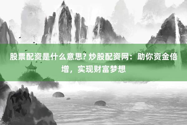 股票配资是什么意思? 炒股配资网：助你资金倍增，实现财富梦想